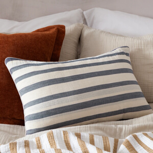 Yard Dusk Blue Woven Stripe Cotton Cushion